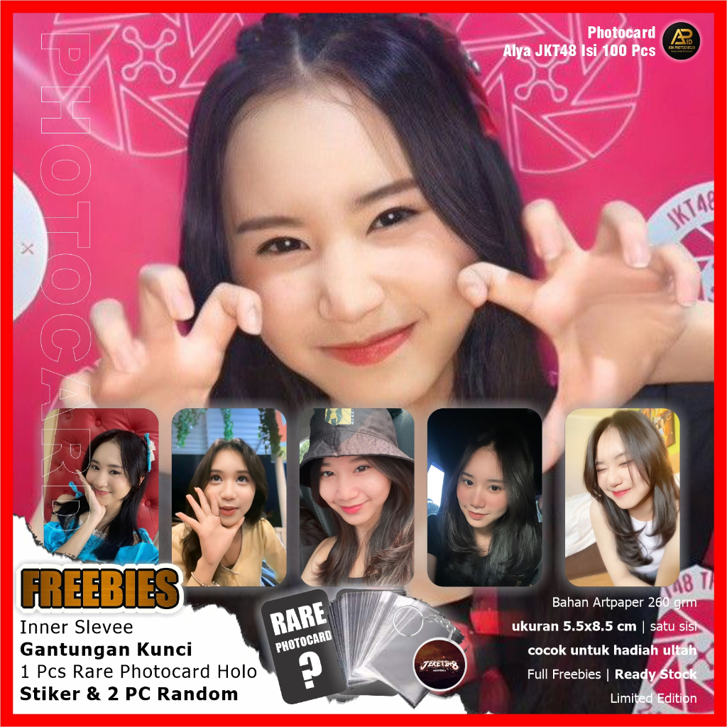 Photocard JKT48 Edisi Alya Amanda (Alya JKT48) isi 100 Pcs Fanmade | Bonus Ganci, Rare Card, 2 PC ra