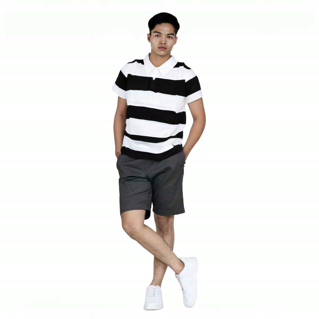 Kaos polo salur kerah pria Dewasa kaos kerah Dewasa lengan pendek bahan katun