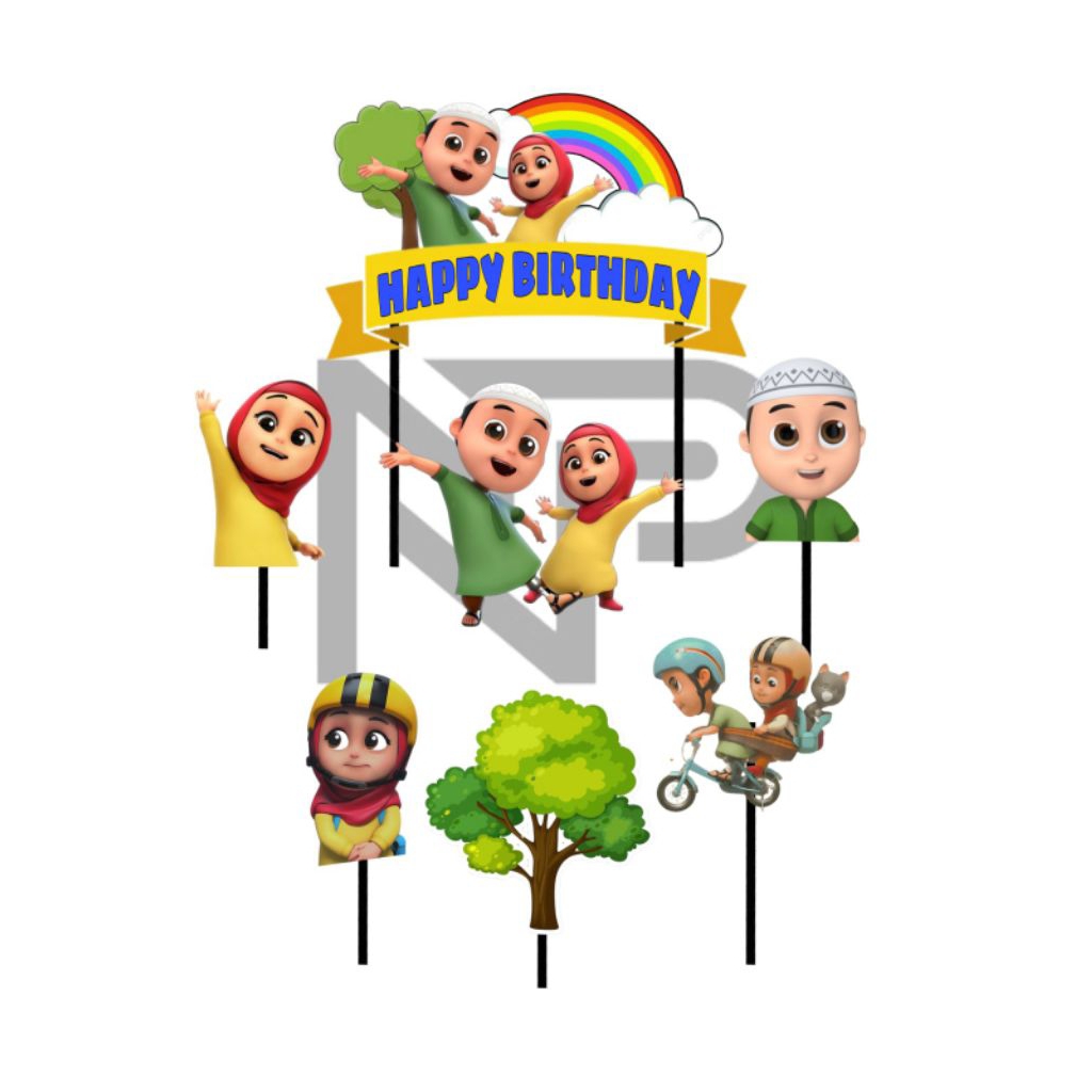 Topper kue/hiasan kue ulang tahun//karakter nusarara Omar Hana dan lainnya