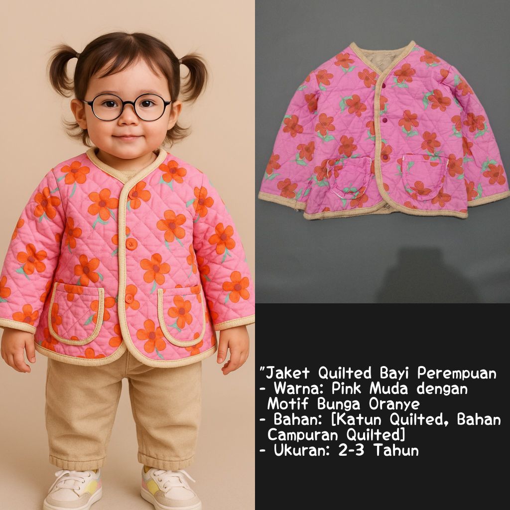 jaket anak motif bunga