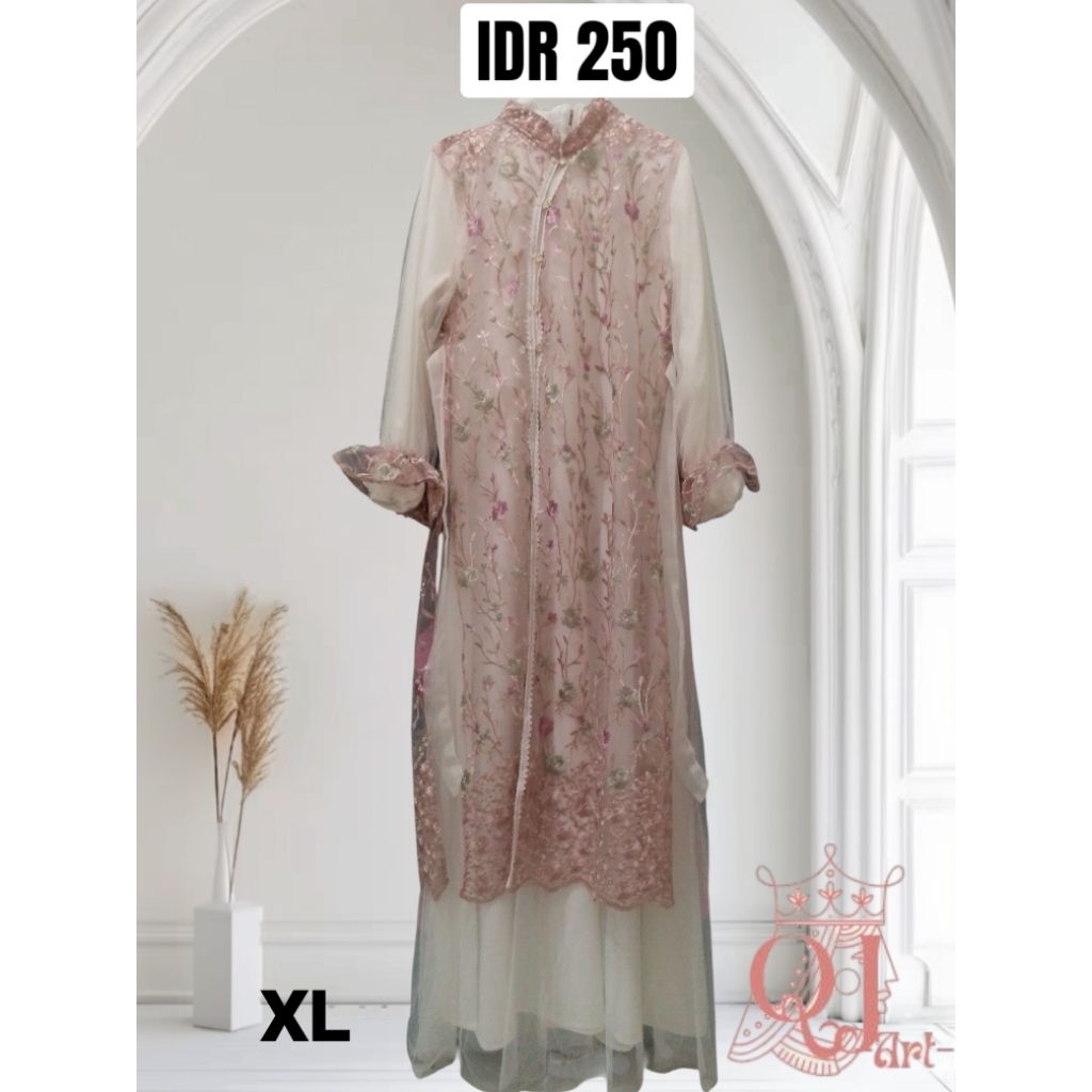 gamis pesta mewah tile brokat