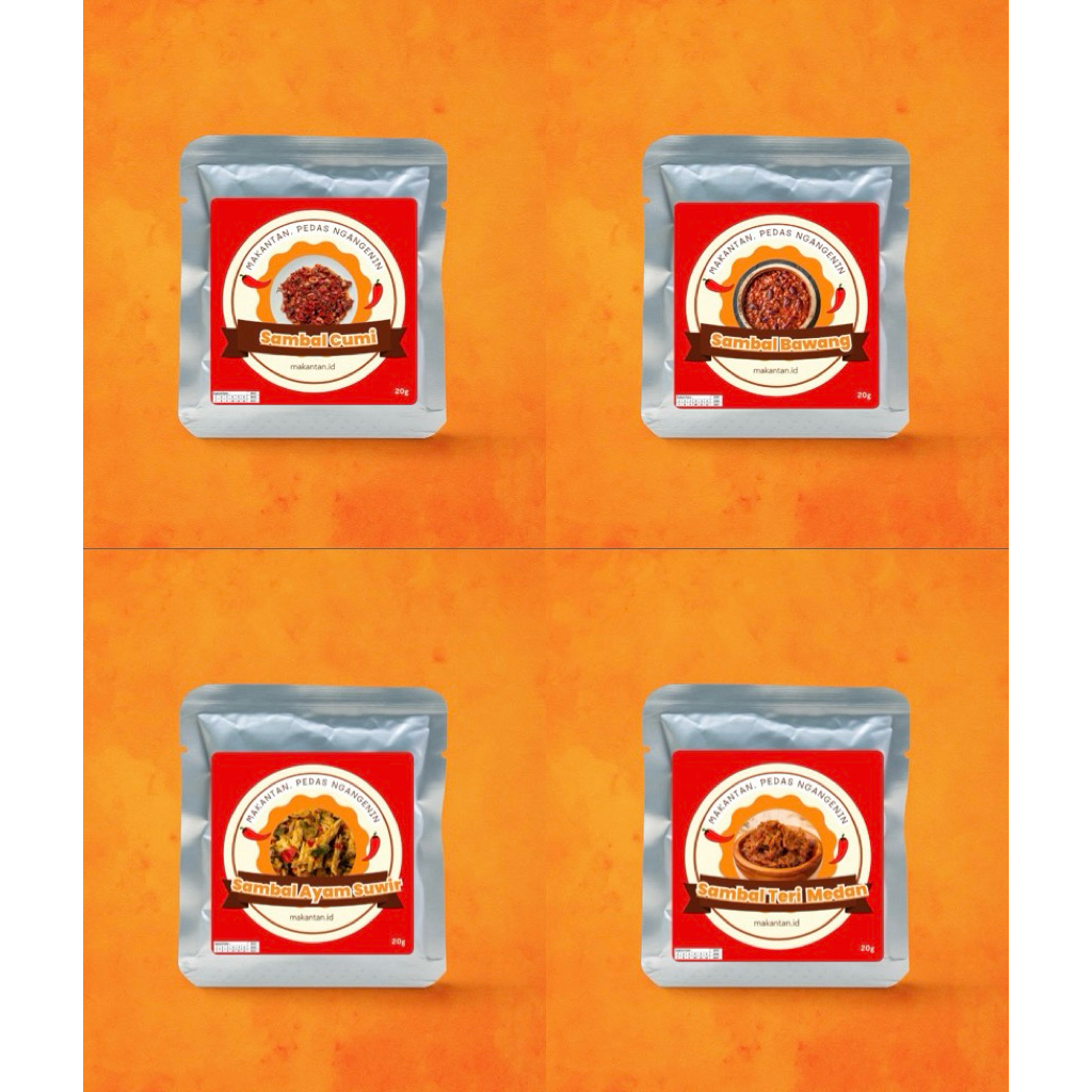 

Sambal Sachet Pedas / Sambal Kemasan Murah / Sambal Enak Pedas Mantap / Sambal Kemasan Terjangkau / Sambal Baby Cumi / Sambal Cumi / Sambal Ayam Suwir / Sambal Teri Medan / Sambal Bawang