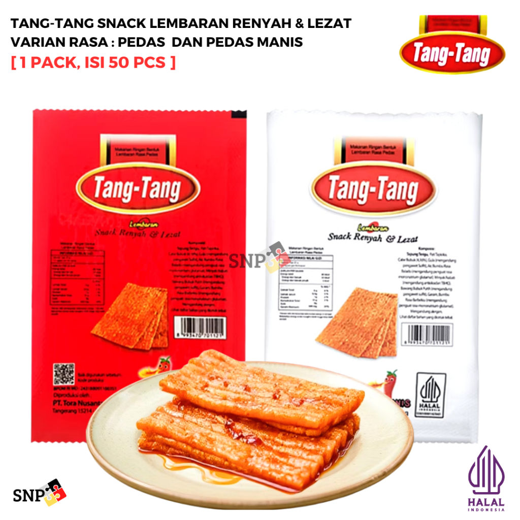 

[HALAL] Tang Tang Snack Lembaran Pedas [1 Pack, Isi 50 Pcs]