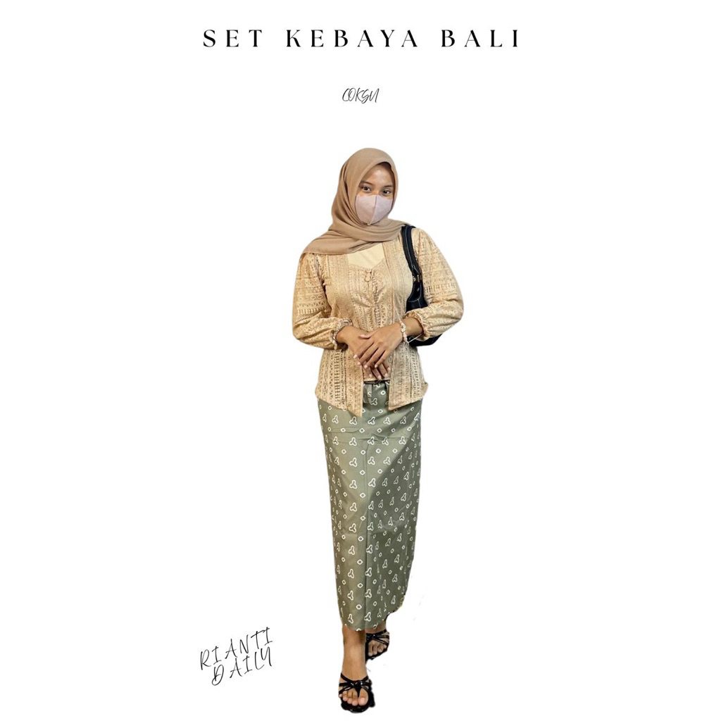 (HANYA  ATASAN SAJA) baju kebaya brokat malika bet pecah lengan kerut bali wisuda modern murah