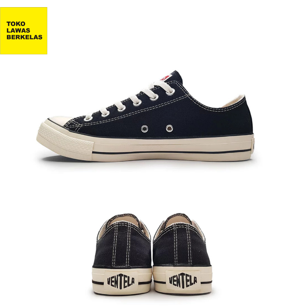 Sepatu Ventela Ethnic Black Natural Low Cut - Ventela Shoes Hitam Putih Sepatu Sekolah