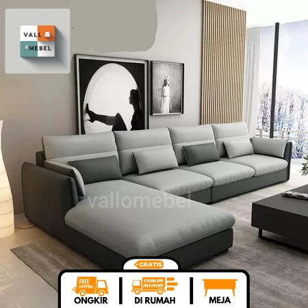 Sofa Minimalis Ruang Tamu Kecil / Sofa Leter L / Sofa Warna Abu / Sofa L Sudut