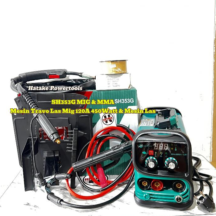 SH353G MESIN LAS MIG 450WATT 120A MAILTANK SH353G Mesin Las Mig 120 Gas CO2 FluxCore Gasless MIGi 12
