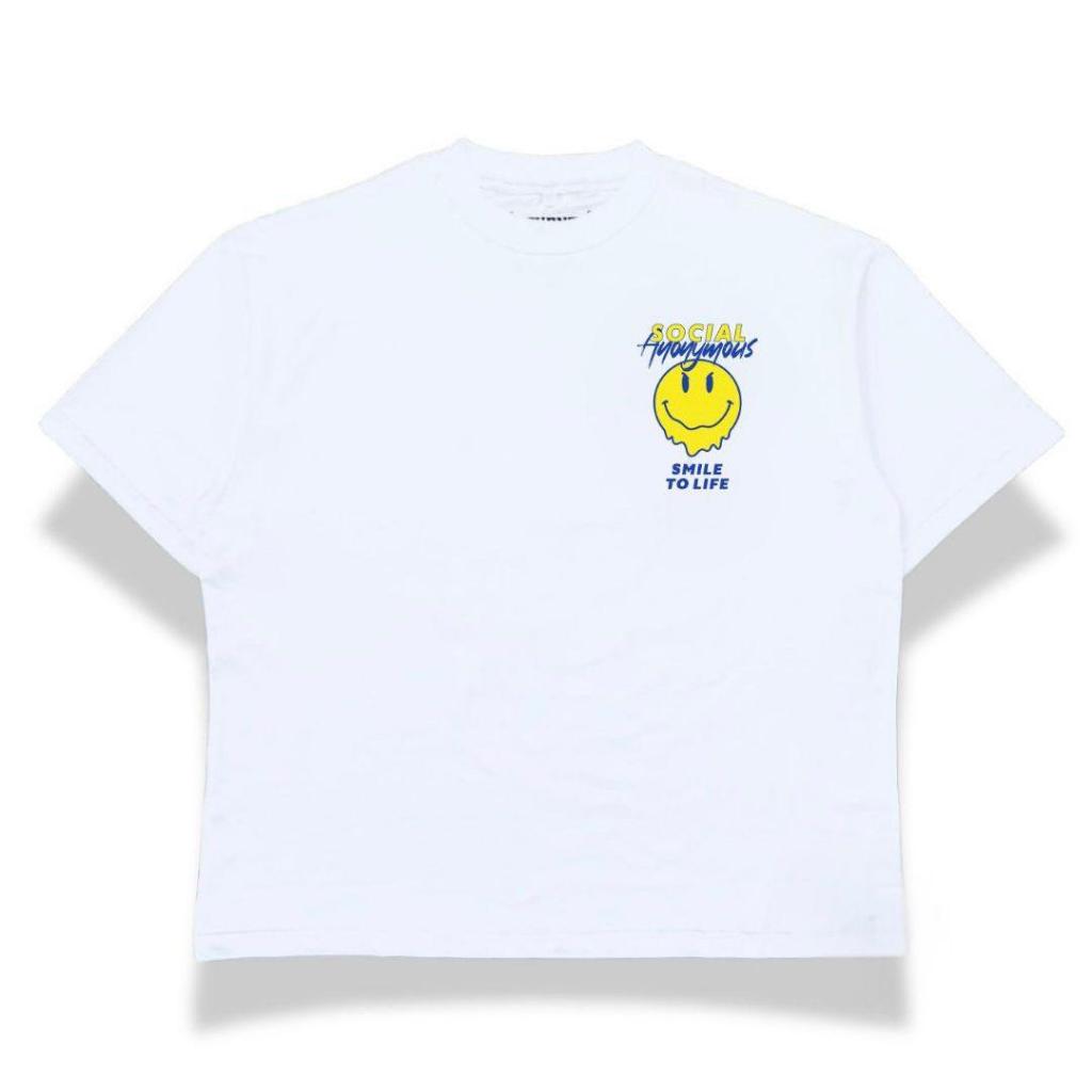 kaos boxy - kaos distro -T-shirt Boxy Cut Oversized Pria Dan Wanita Combed 20s Smile To Life -