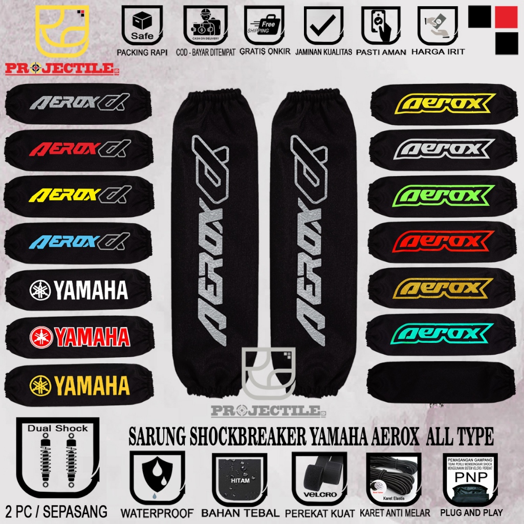 Sarung shock AEROX ALPHA  Cover shockbreaker Aerox sarung sok shok belakang motor YAMAHA NMAX AEROX 