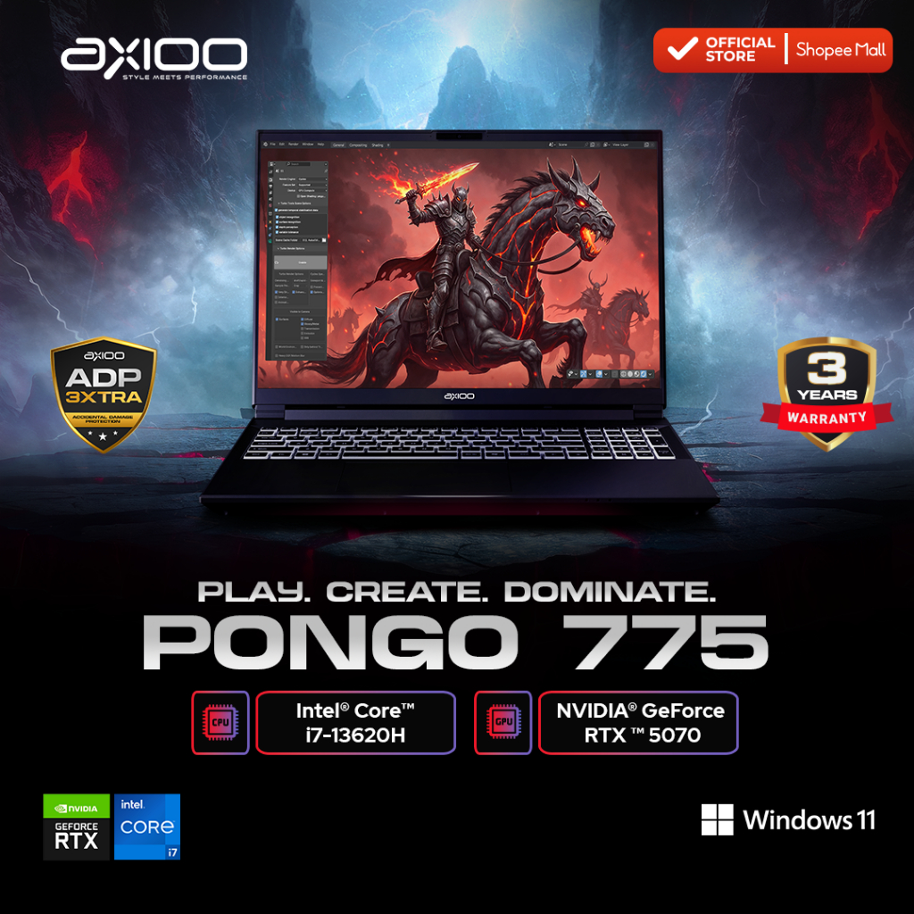 Axioo Laptop Gaming Pongo 775 Intel i7-13620H/16GB/ 512GB/RTX 5070/QHD+ IPS 180Hz - Windows 11