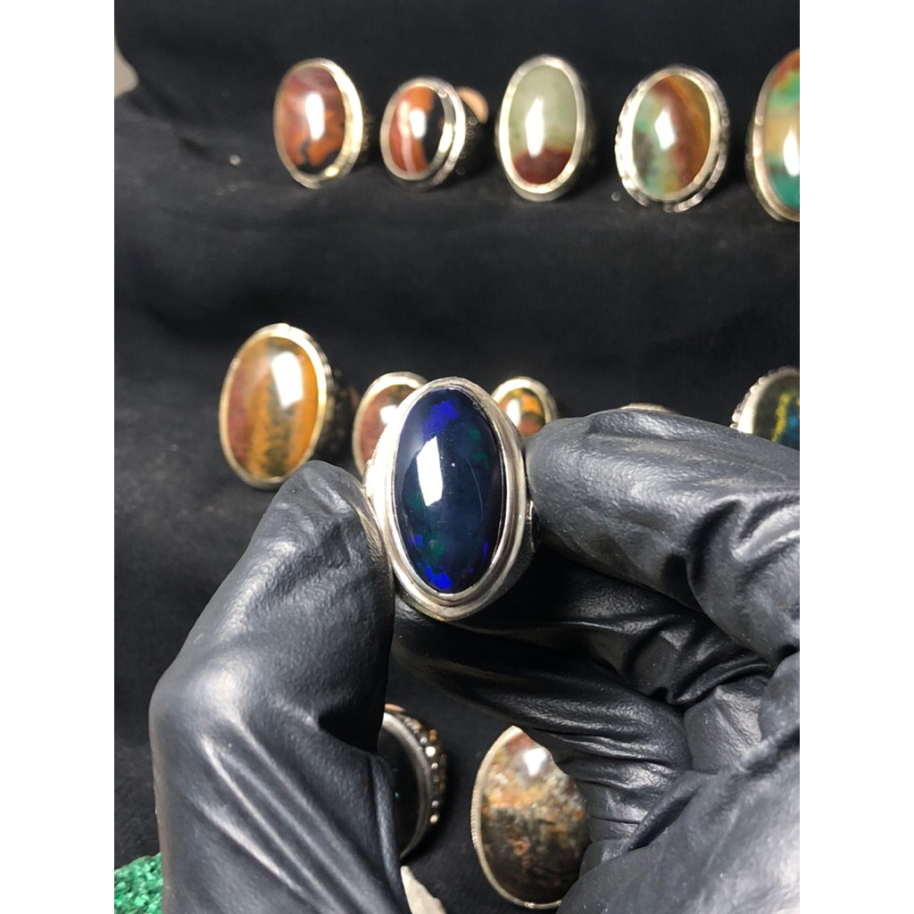 Batu Black Opal Ring Perak
