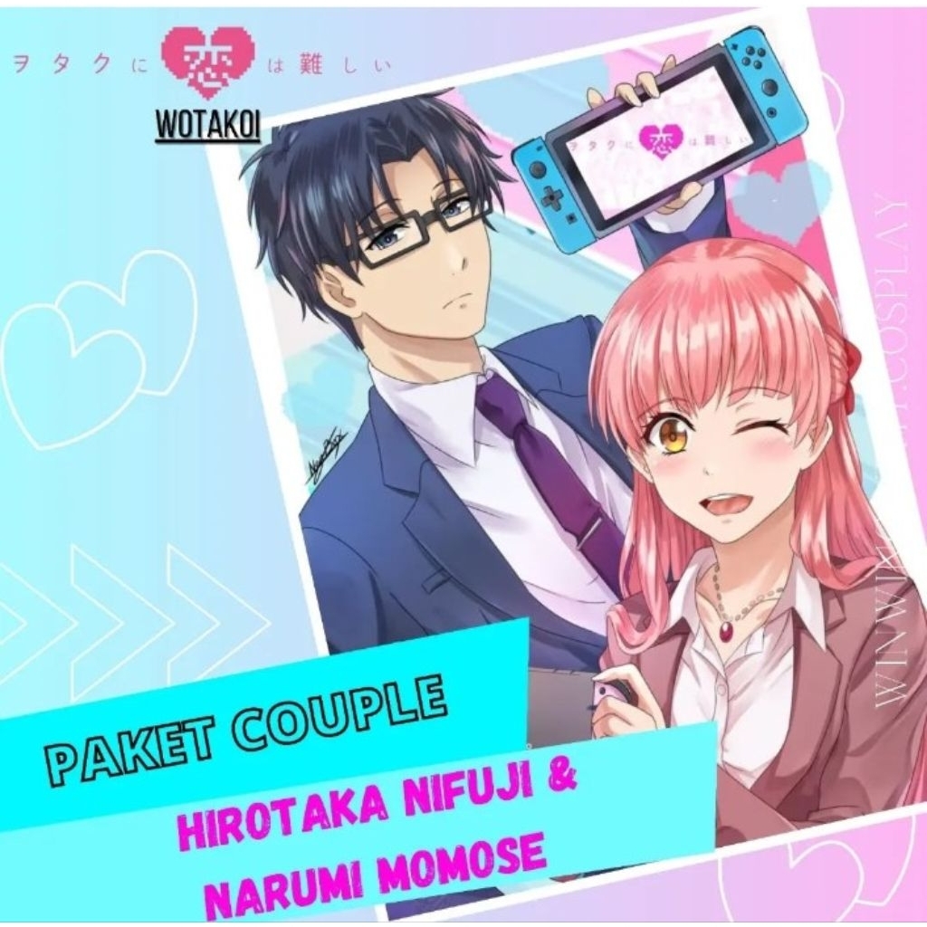 DIJUAL-KOSTUM SET WOTAKOI HIROTAKA NIFUJI DAN NARUMI MOMOSE ANIME kostum wig cosplay murah seragam k