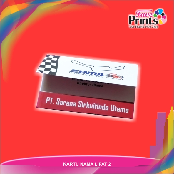 

KARTU NAMA LIPAT 2, AC 210 GR, FULL COLOR 2 MUKA, LAMINASI.