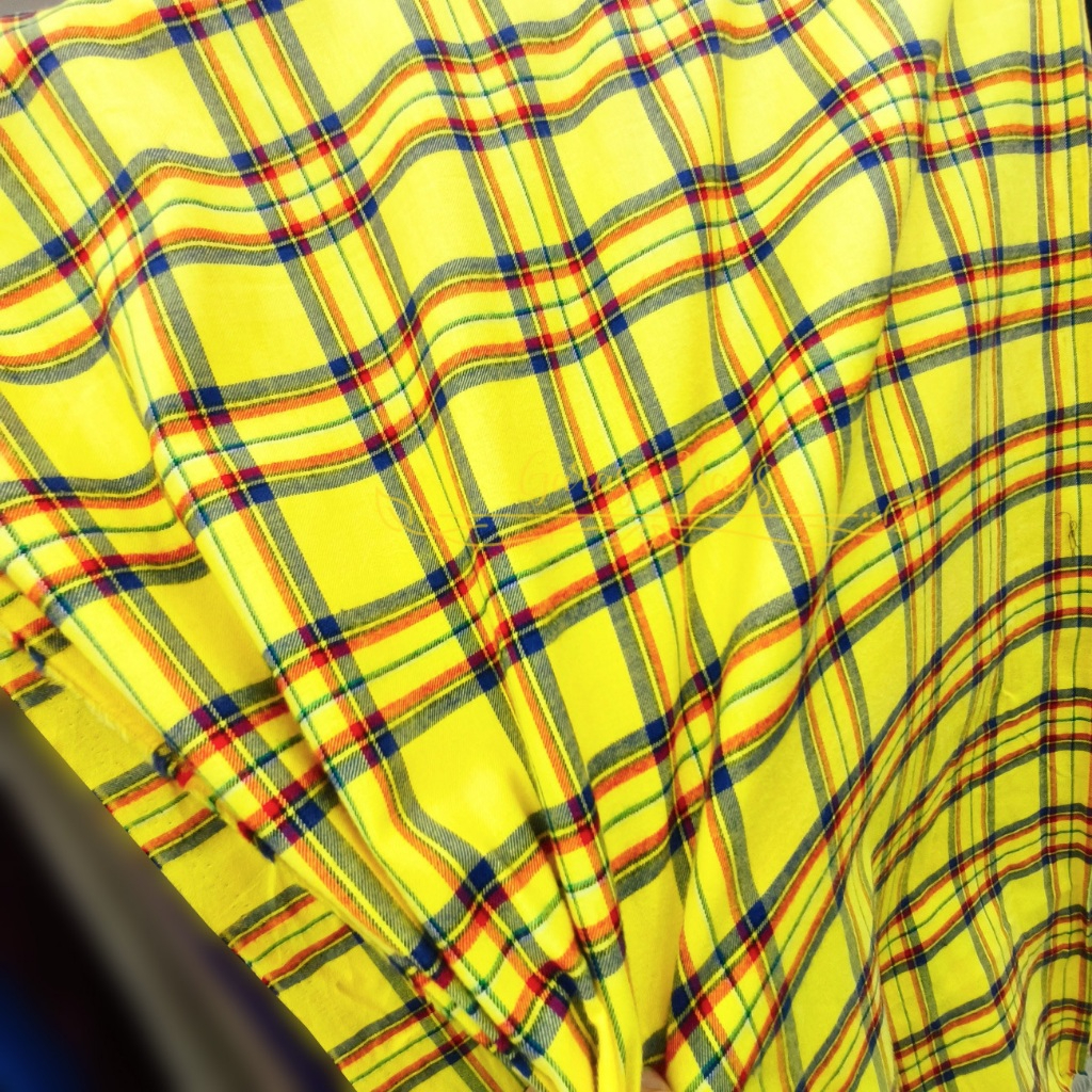 Kain Premium Japan Flannel Flanel Tartan Yellow Kotak Kuning Lebar 120 cm