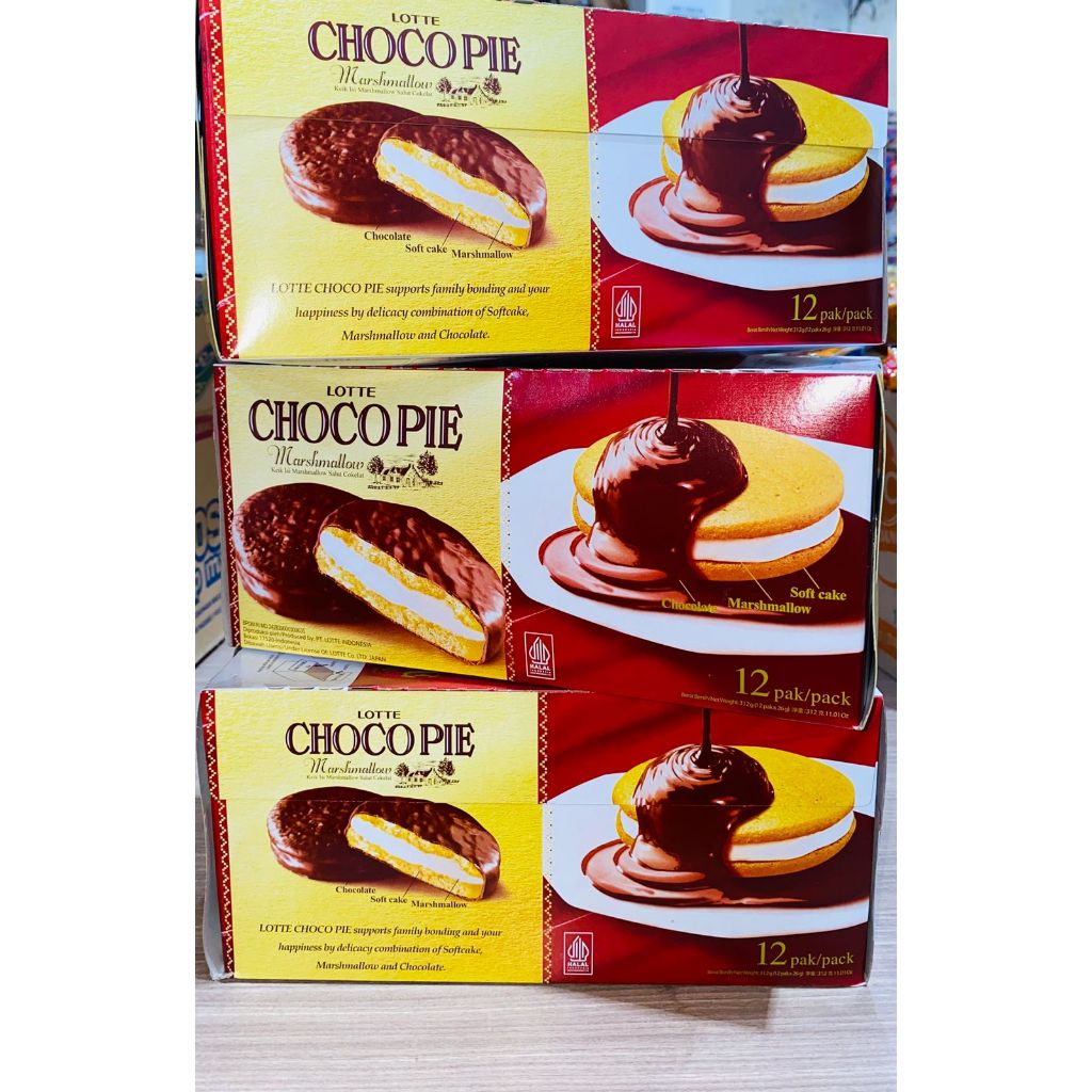 

CHOCOPIE LOTTE MARSHMALLOW BOX @ISI 12 PCS X 26GRAM.