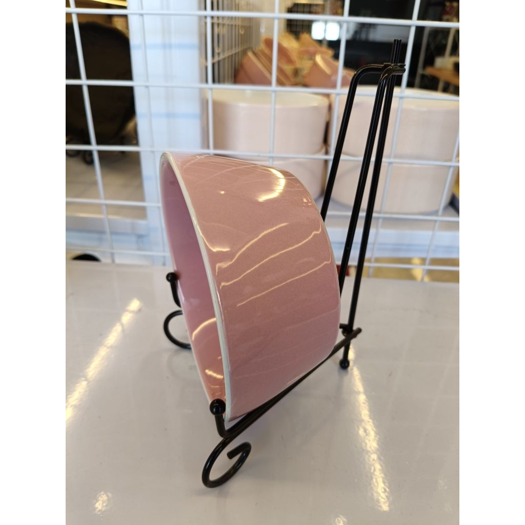 mangkuk keramik bowl oval pink food grade SNI LS209