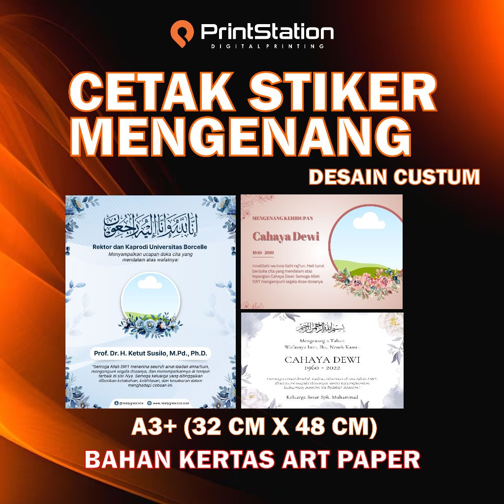 

CETAK CUSTOM STIKER MENGENANG TERMURAH BAHAN ART PAPER/ CHROMO/ BONTAK