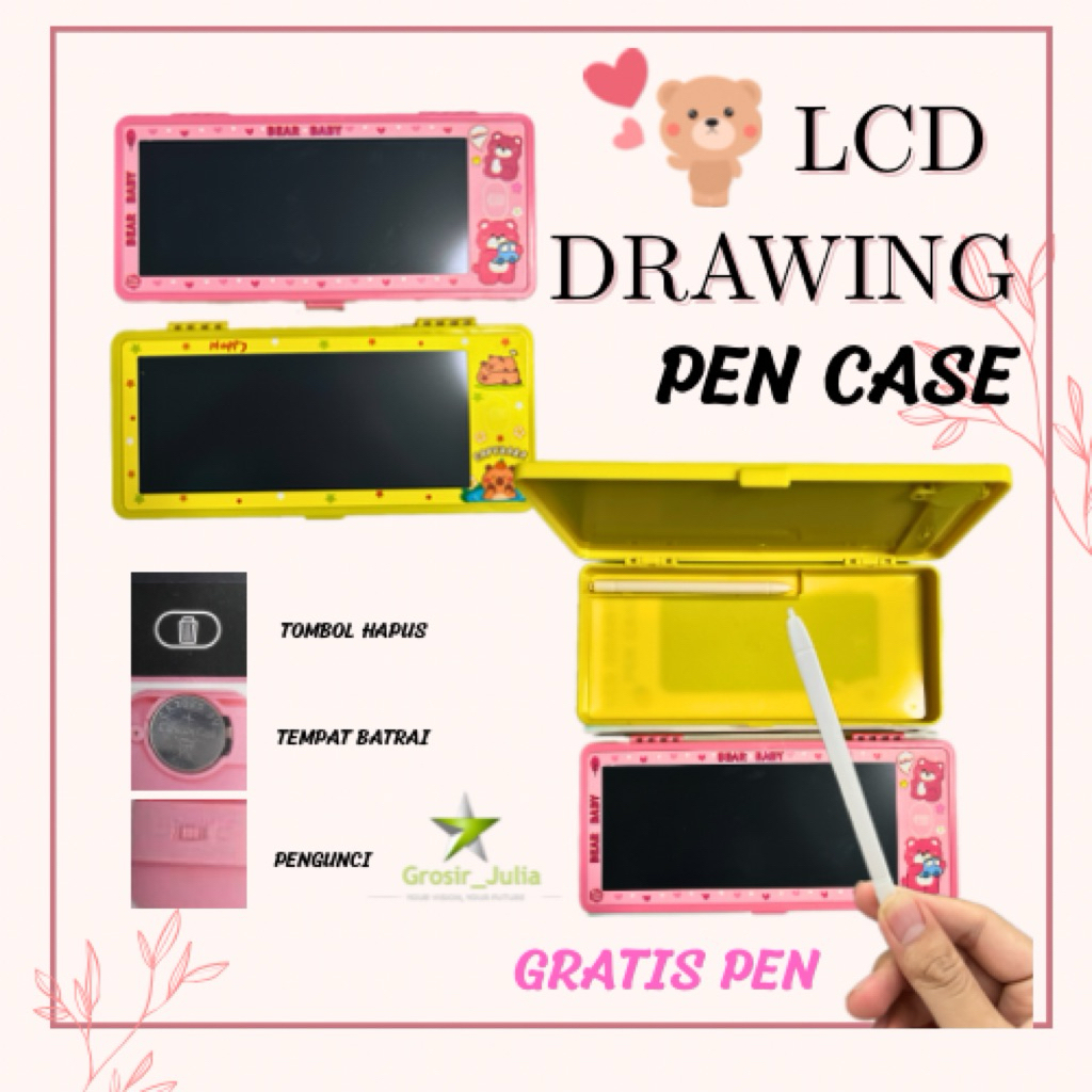 

Kotak Pensil dan Papan Coret Kreatif Anak | Tempat Pensil Imajinasi dengan Digital Pad Edukasi Mainan Papan Gambar Anak Belajar Rumah | LCD Drawing