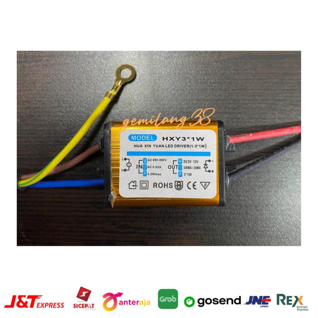LED Driver 3*1 Watt AC 85-265V Casing besi 3*1 wat