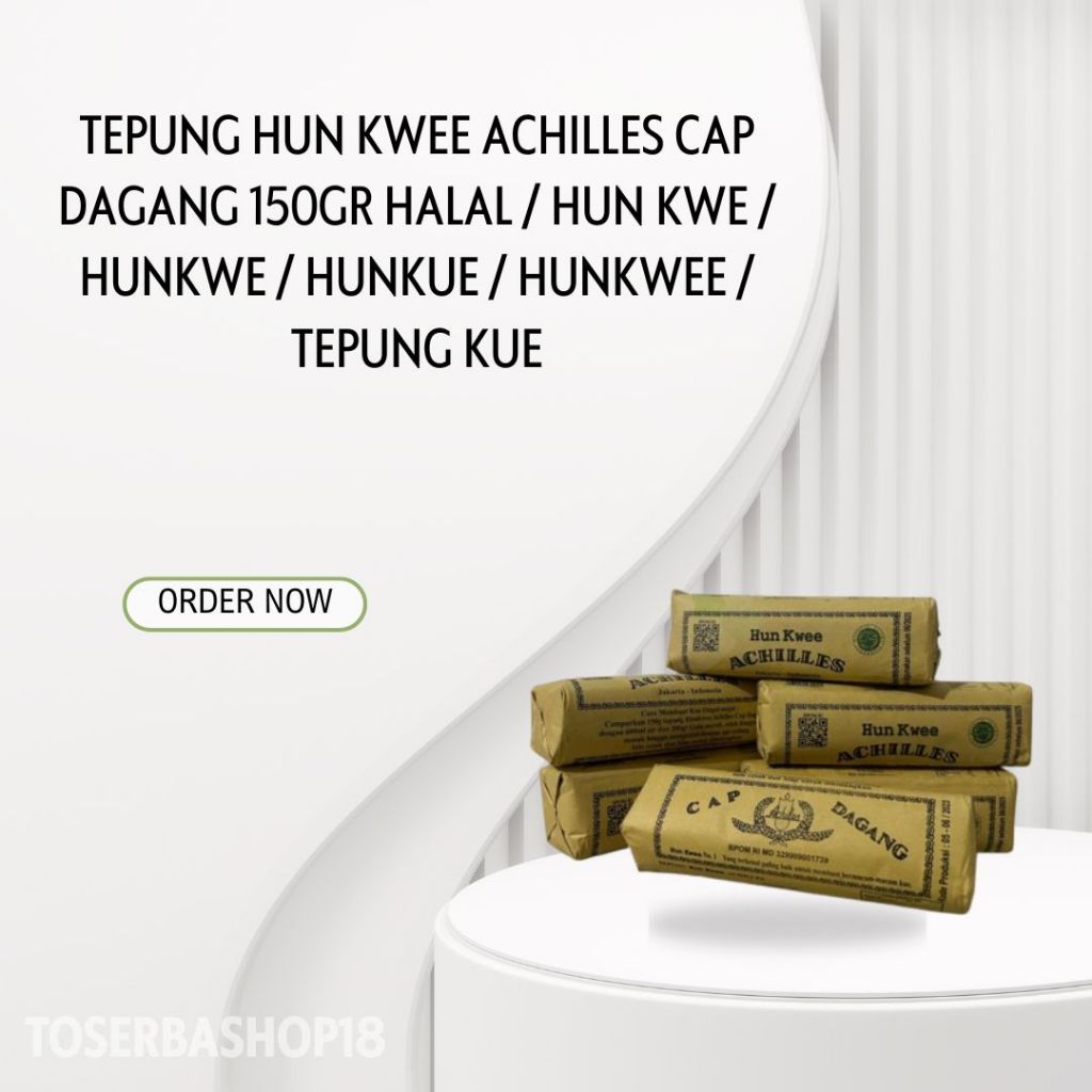 

Tepung Hun Kwee ACHILLES CAP DAGANG 150gr Halal / Hun Kwe / Hunkwe / Hunkue / Hunkwee / Tepung Kue
