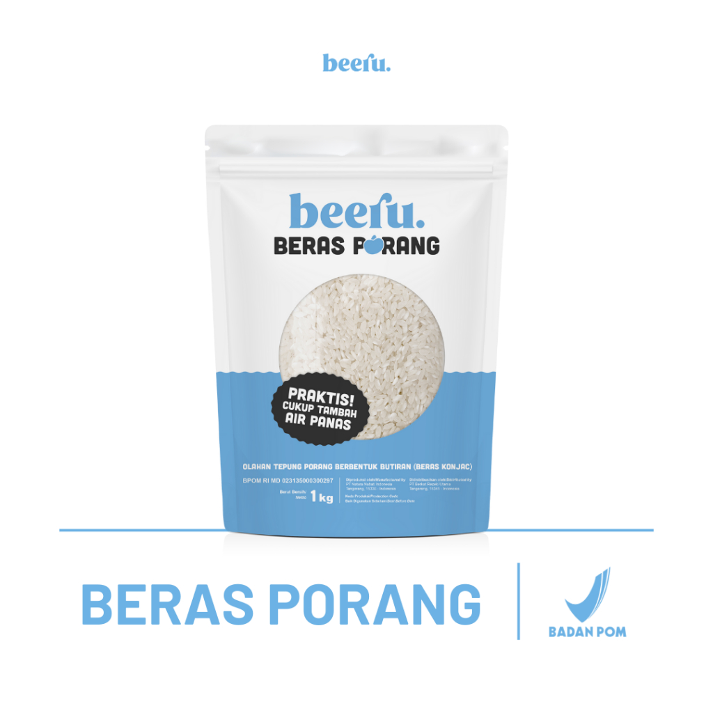 

Beeru Beras Porang Pouch 1 Kg - Shirataki Konjac Rice