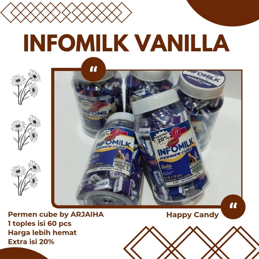 

Candy Cube INFOMILK VANILLA Permen Cube Viral Isi 60 Pcs