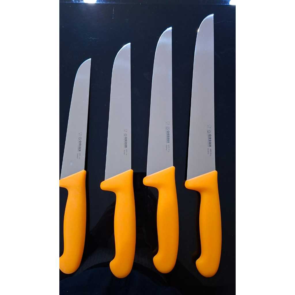 BUTCHER KNIFE NARROW SHAPE PLC HANDLE YELLOW, GIESSER / PISAU BUTCHER