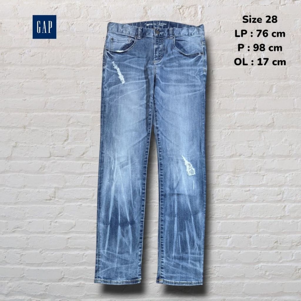 Celana Panjang Longpants Jeans Gap Blue Washed Fading Slim fit Original Second Preloved #CJ852
