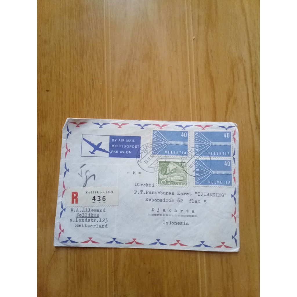 

amplop antik dan perangko helvetia tanpa isi surat