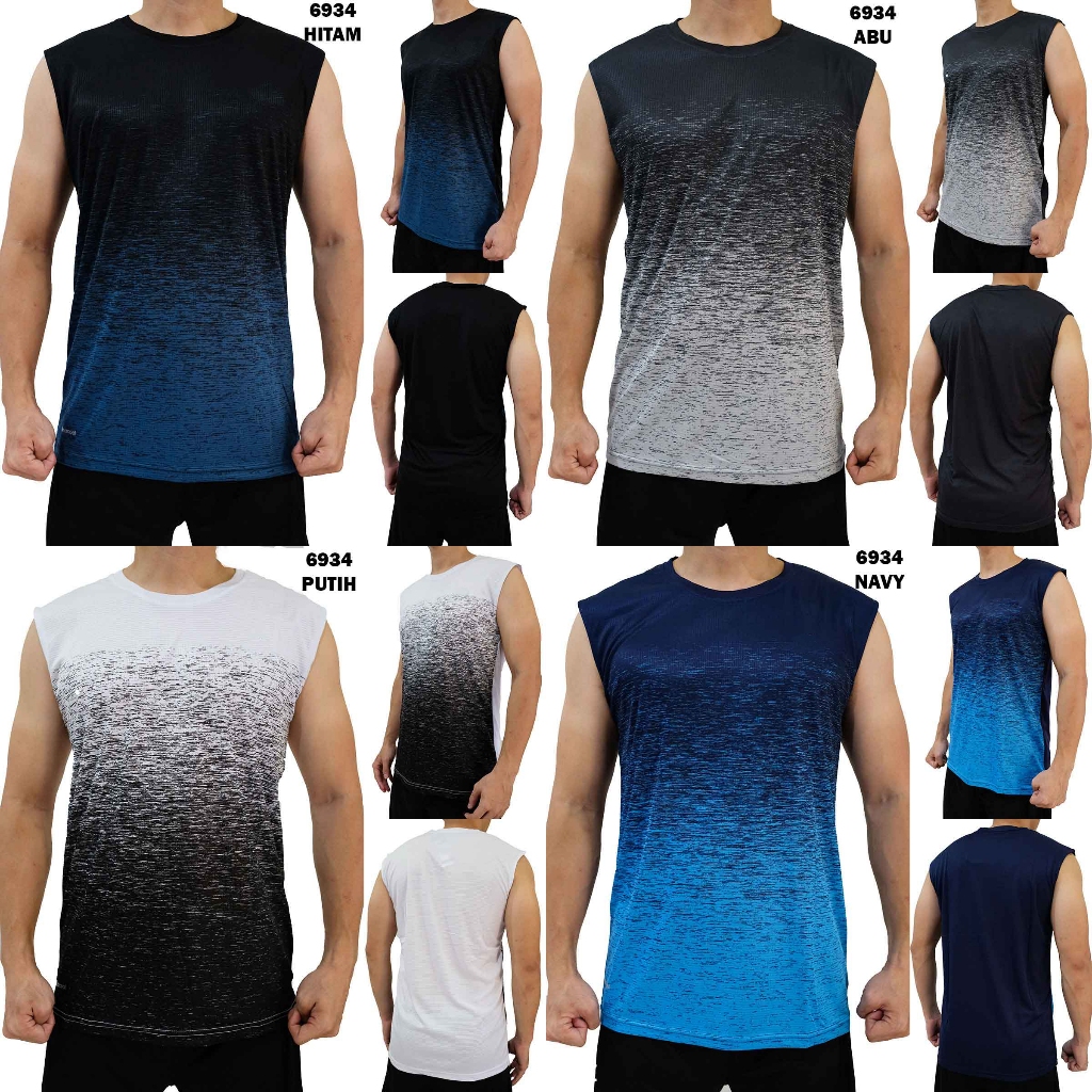 Singlet Olahraga Pria 6934 Kutung Training Cowok Bulutangkis Lari Running Fitness Badminton Import