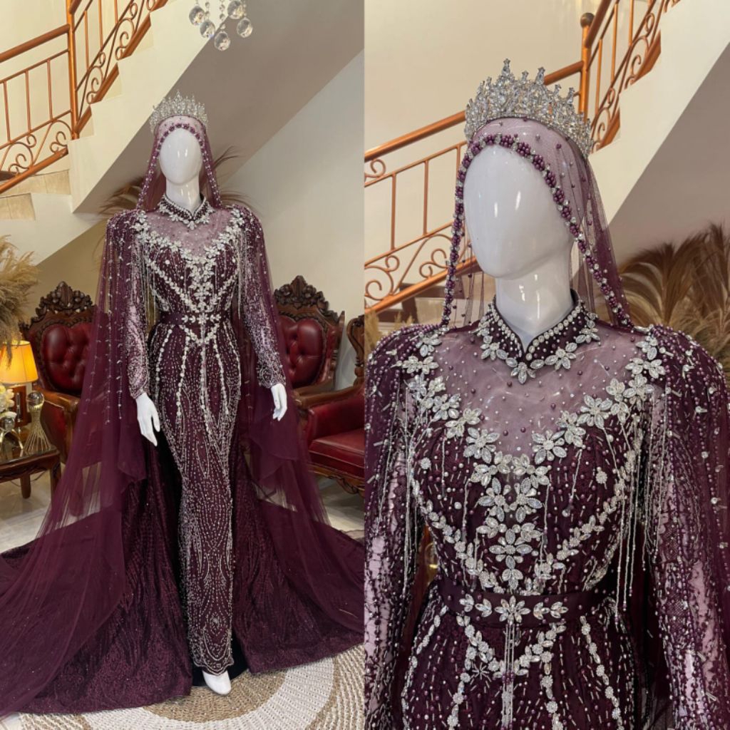 Gaun Pengantin Slim Ekor | Baju Pengantin Wanita Simple Elegan | Gaun Wedding