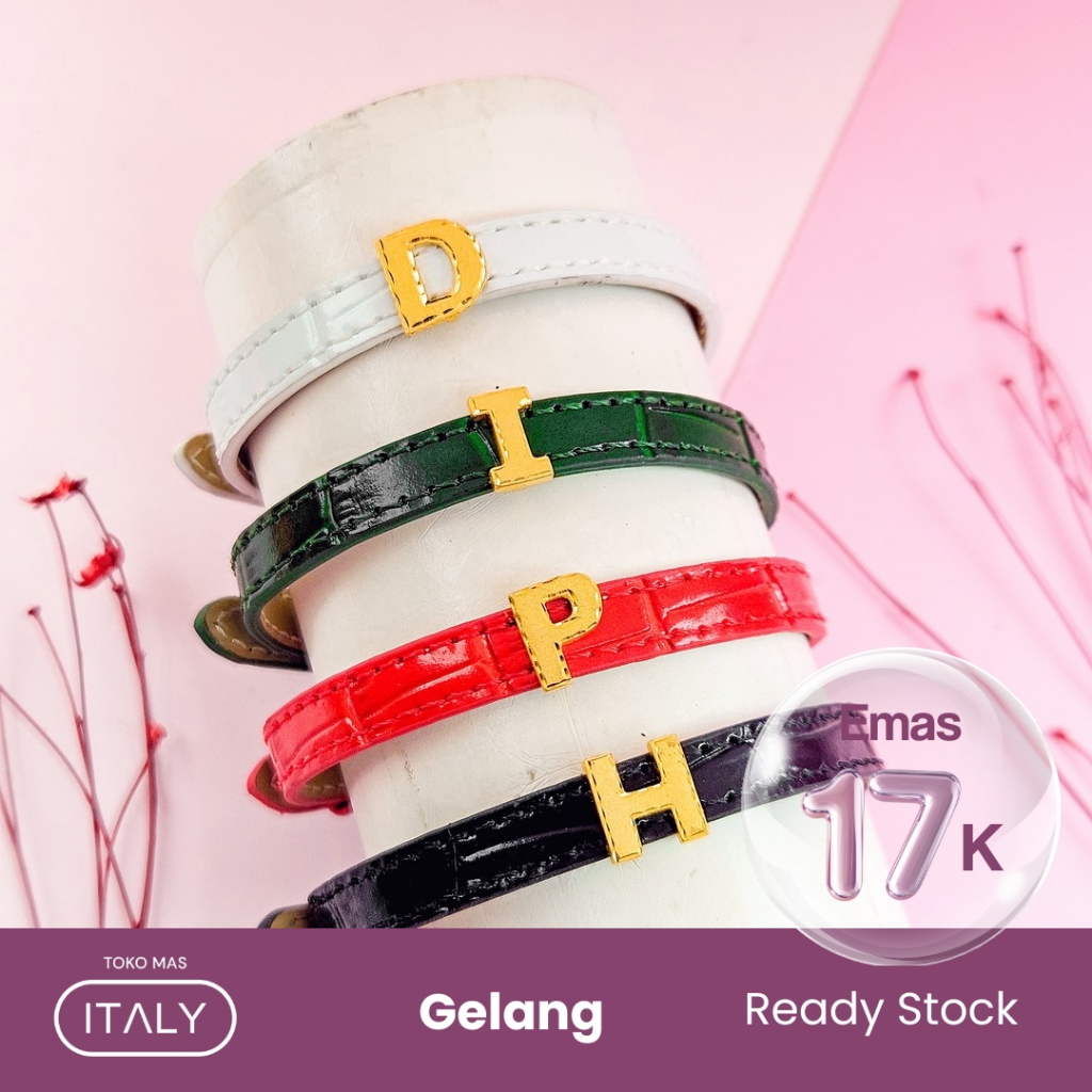 Gelang Strap Emas Huruf Inisial 16K