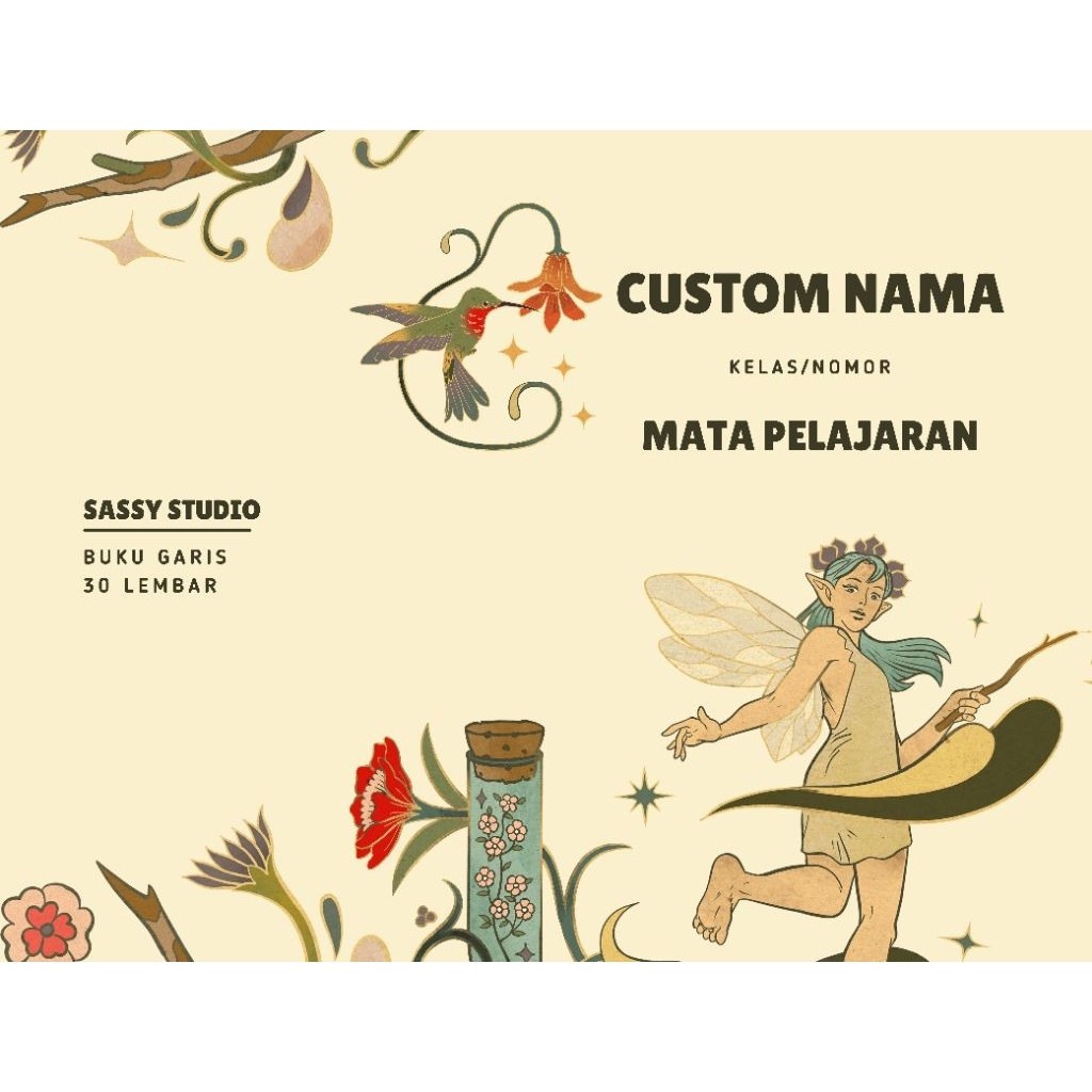 

SS | A5 NOTEBOOK BUKU TULIS SEKOLAH CUSTOM NAMA 30 LEMBAR – Tema Fairy | Line/Grid/Dotted | BISA SATUAN