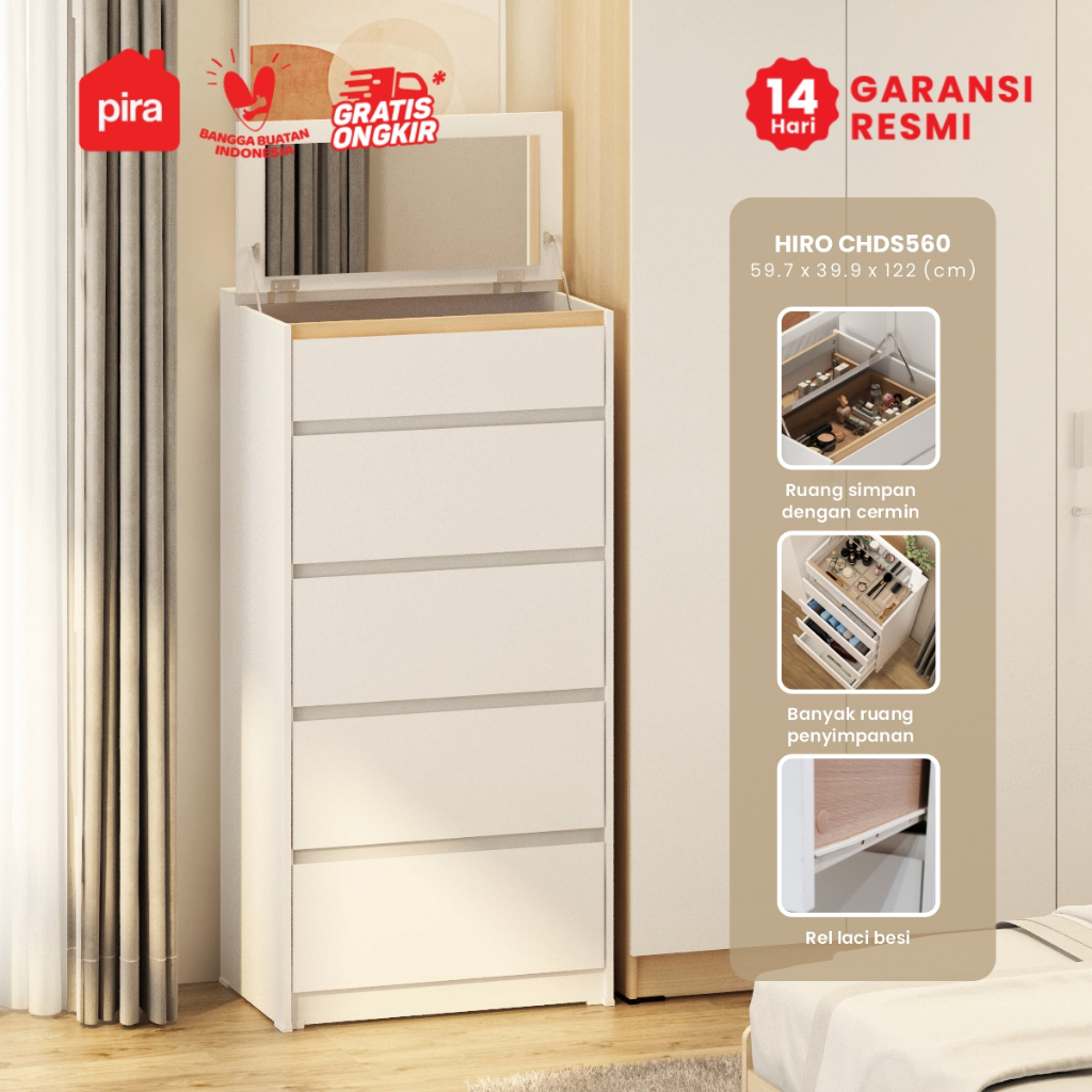 PIRA METROPOLIS OX -  HIRO CHDS560 Lemari Laci / Laci Susun / Meja Rias / Drawer / Lemari Susun deng
