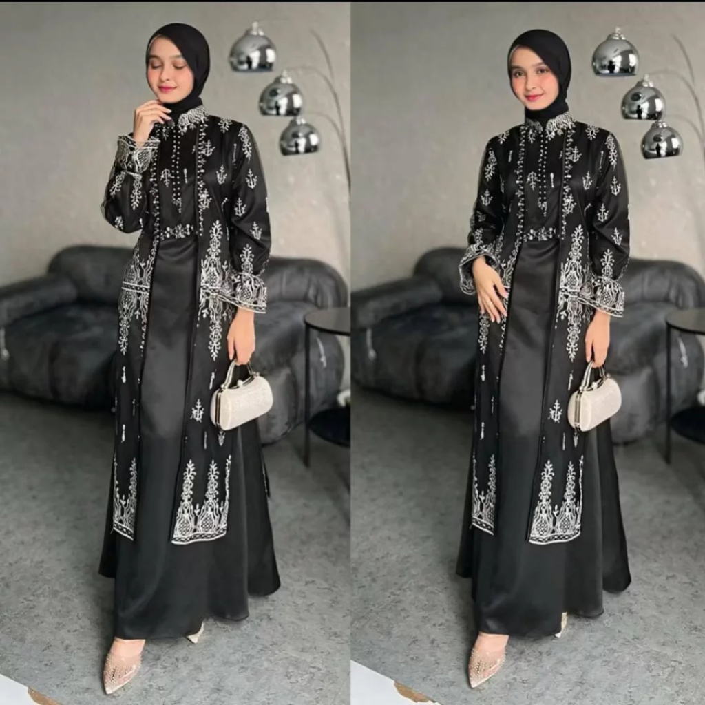 Tiara Dress Velvet Mix Brukat Gamis Terbaru Wanita 2025 Gamis Wanita Muslim Gamis Kondangan Gamis Pe