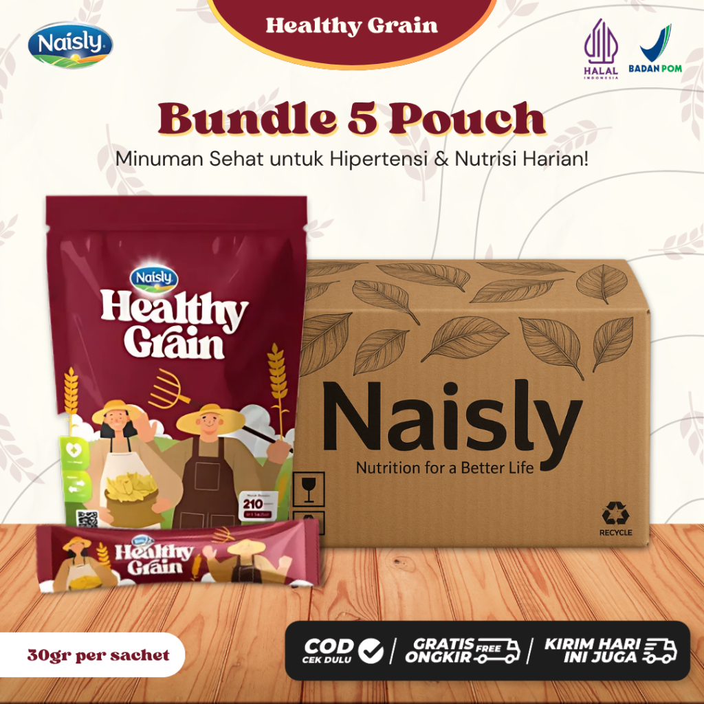 

Healthy Grain Minuman Oat Multigrain Bantu Stabilkan Tekanan Darah 5 Pouch @210gr