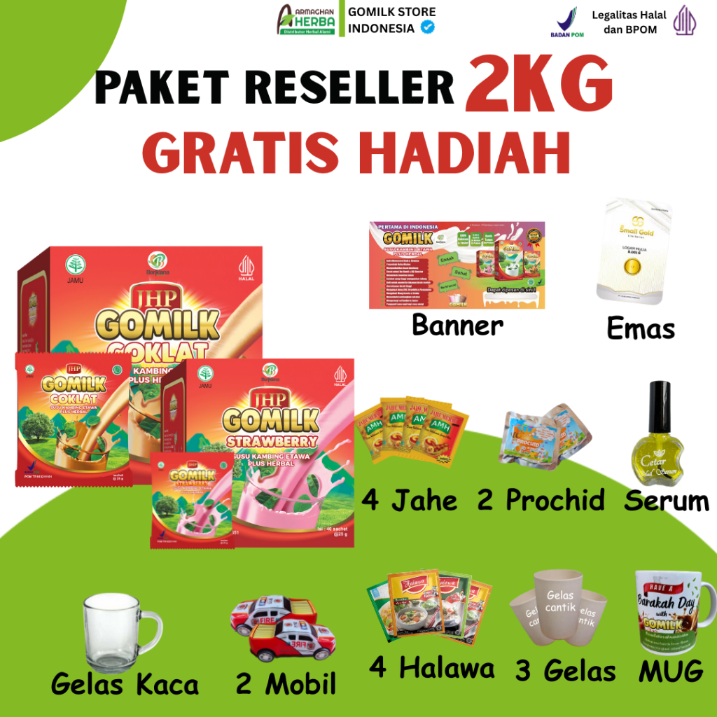

[PAKET RESELLER] [GRATIS HADIAH][2 KG GOMILK] [EXPIRED LAMA] Susu Kambing GOMILK 1000 GR GARANSI Produk Original