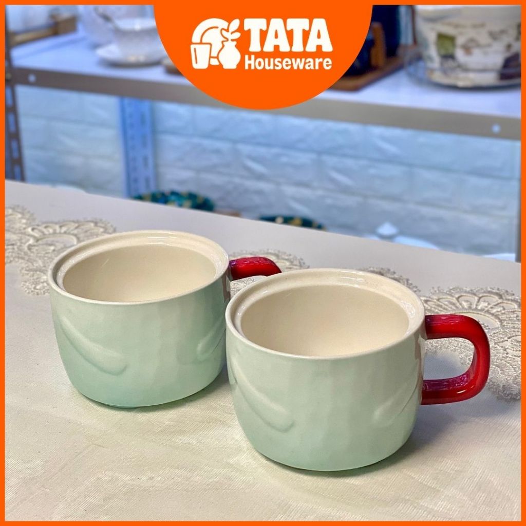 [TATA] Cangkir  - Gelas Biru Keramik / Gelas Minum Polosan / Perlengkapan Dapur Cantik / Hampers Gif