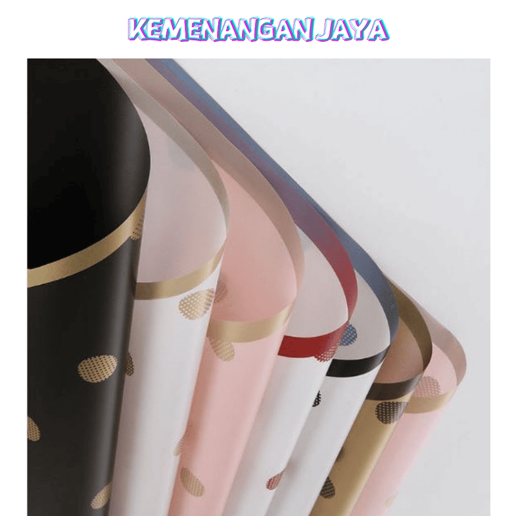 

Kertas Buket Bunga Motif Polkadot List Gold Flower Wrapping Paper Polkadot Cellophane KB099