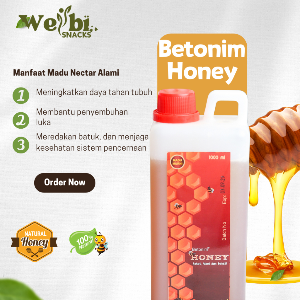 

Betonim Honey Original 100% Madu Murni Sehat Kemasan Dirigen 1 Liter