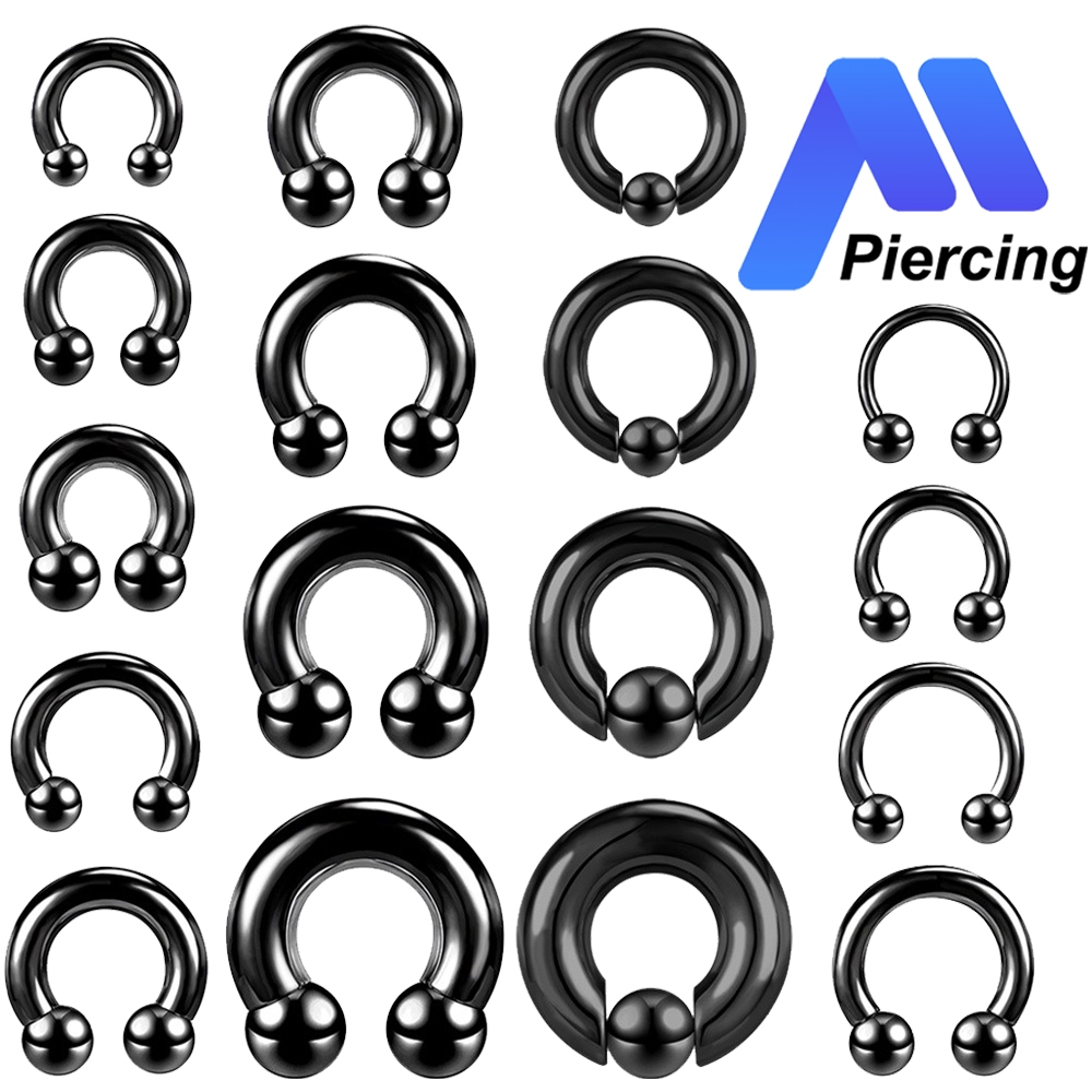 1 Buah Stainless Steel Anting Hidung Horseshoe Nose Ring Anting Ring Hitam Septum Piercing Large Gau