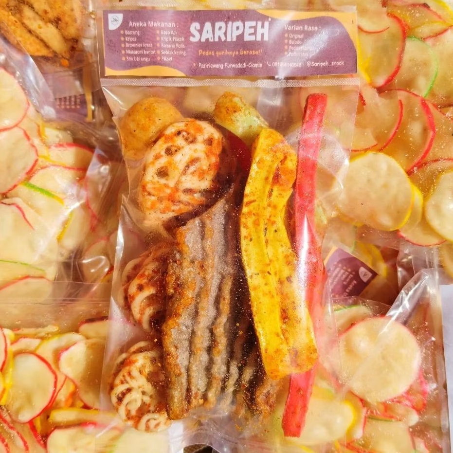 

MIX SEBLAK KERING PAKET RESELLER Pedas Daun Jeruk Kriuk saripeh snack