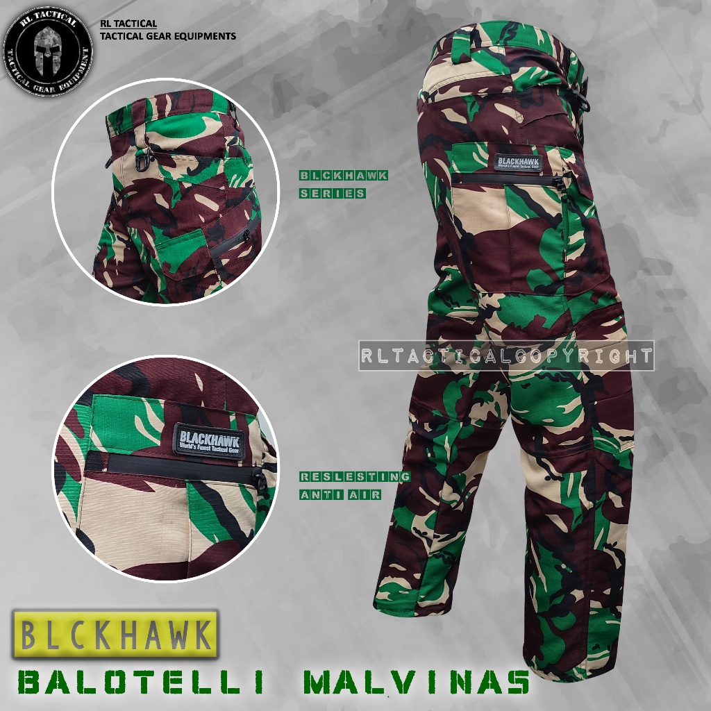 Celana Tactical BlackHawk Loreng TNI Bahan Balotely - Kuat dan Tahan Lama