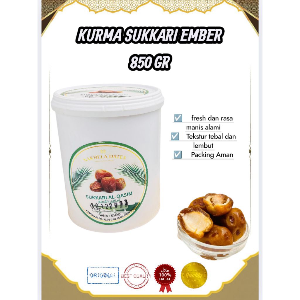 

KURMA SUKKARI EMBER 850 GR