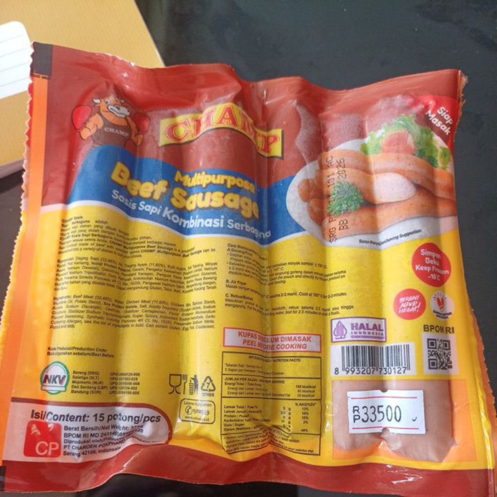 

Champ beef sausage 375 gr