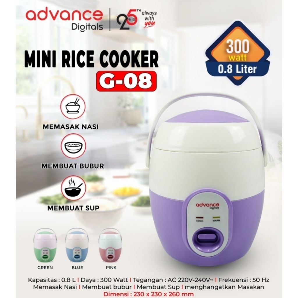 ADVANCE MINI RICE COOKER 0.8 LITER G-08