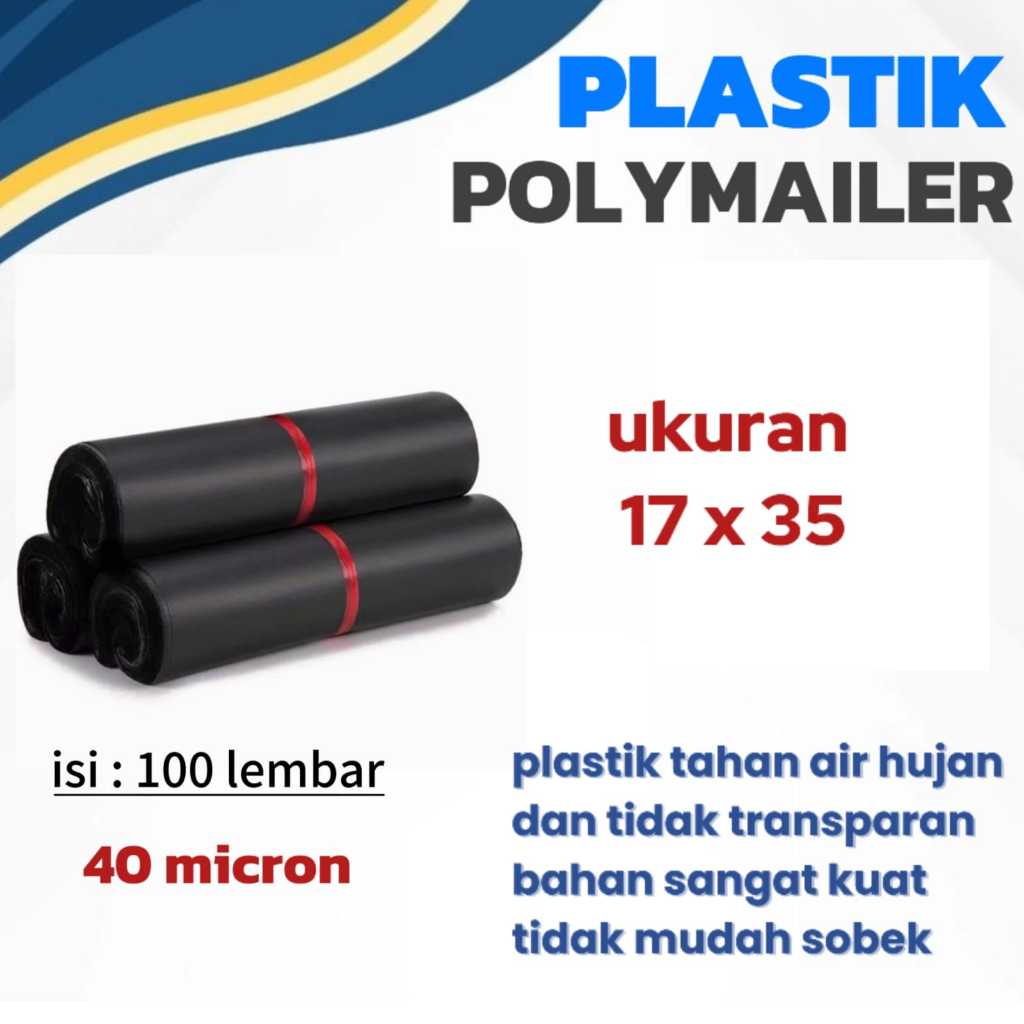 

Plastik packing 17 X 35 100 lembar 40 micron hitam | Kantong plastik packing Online