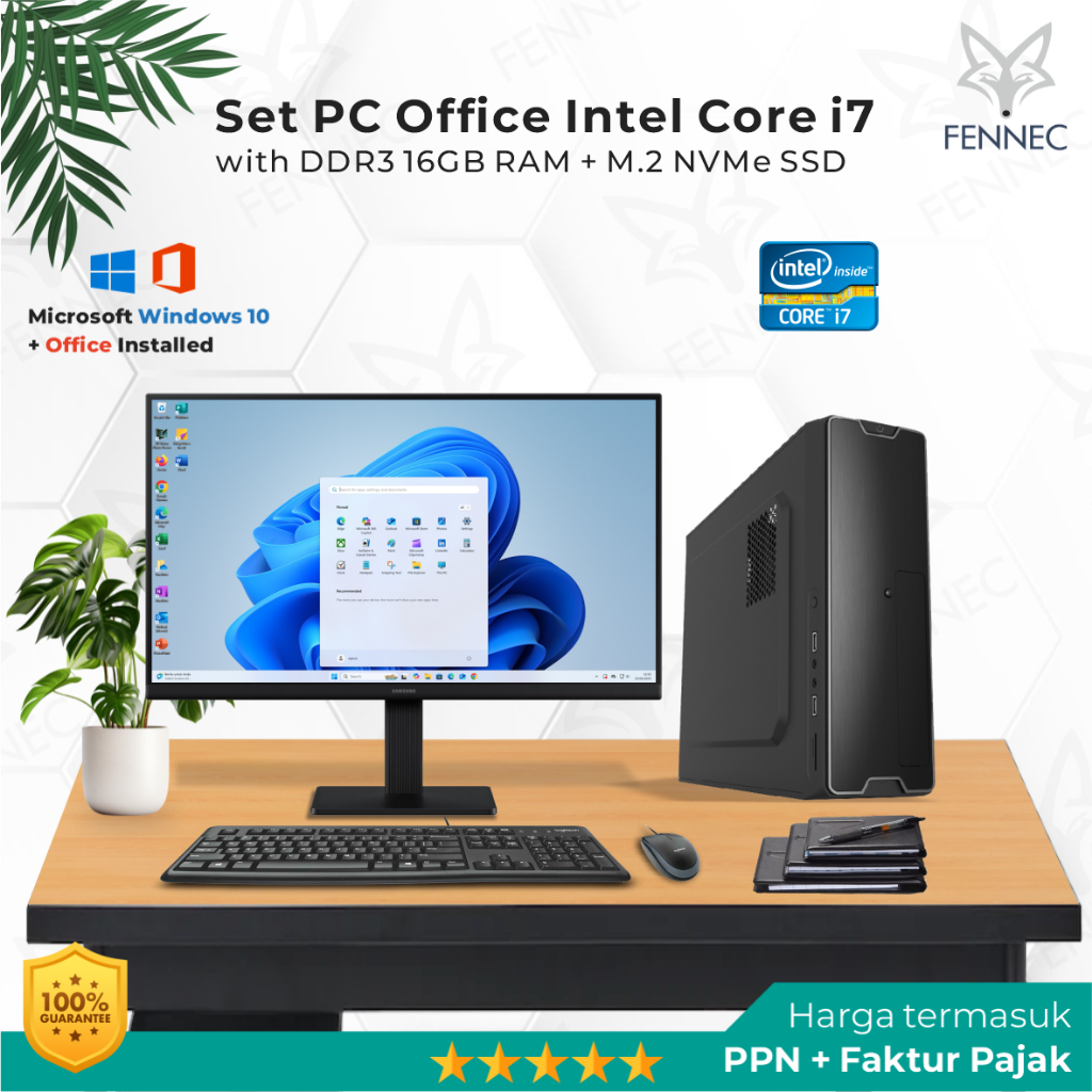Set PC Slim Intel Core i7 RAM 16GB SSD Rakitan Office