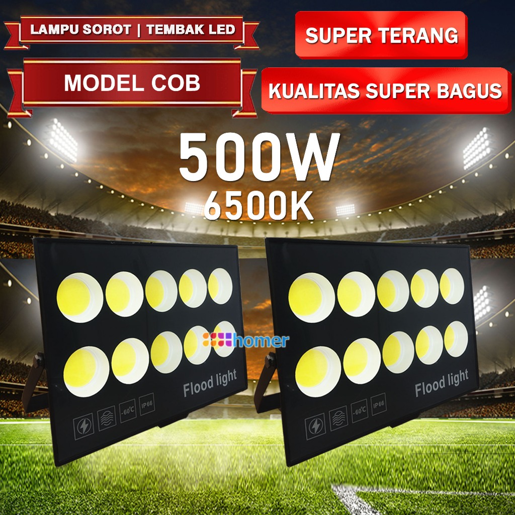 Lampu LED Sorot COB 500W IP66 IP67 Tembak Flood Light floodlight Kualitas Super Terang jarak jauh 50