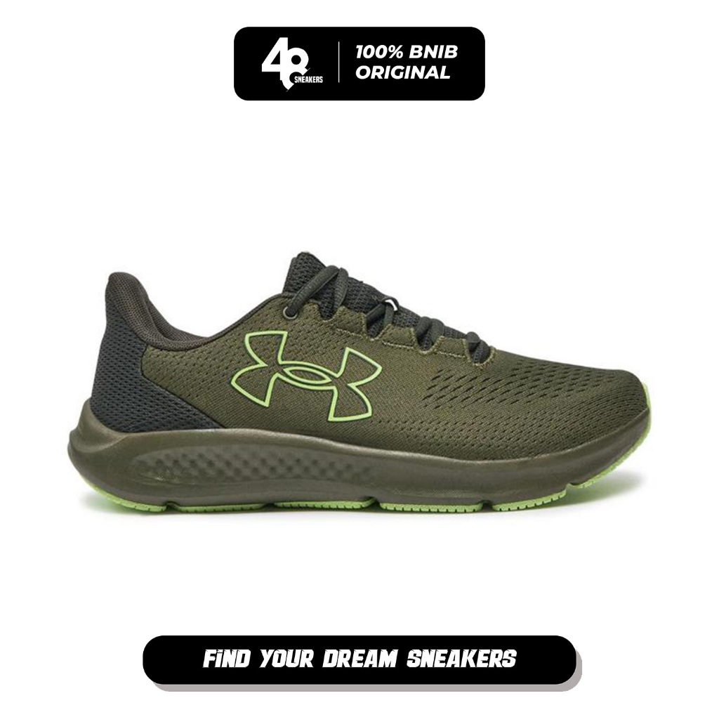 Sepatu Lari Pria UA Charged Pursuit 3 Bl Khaki (3026518-301) Original